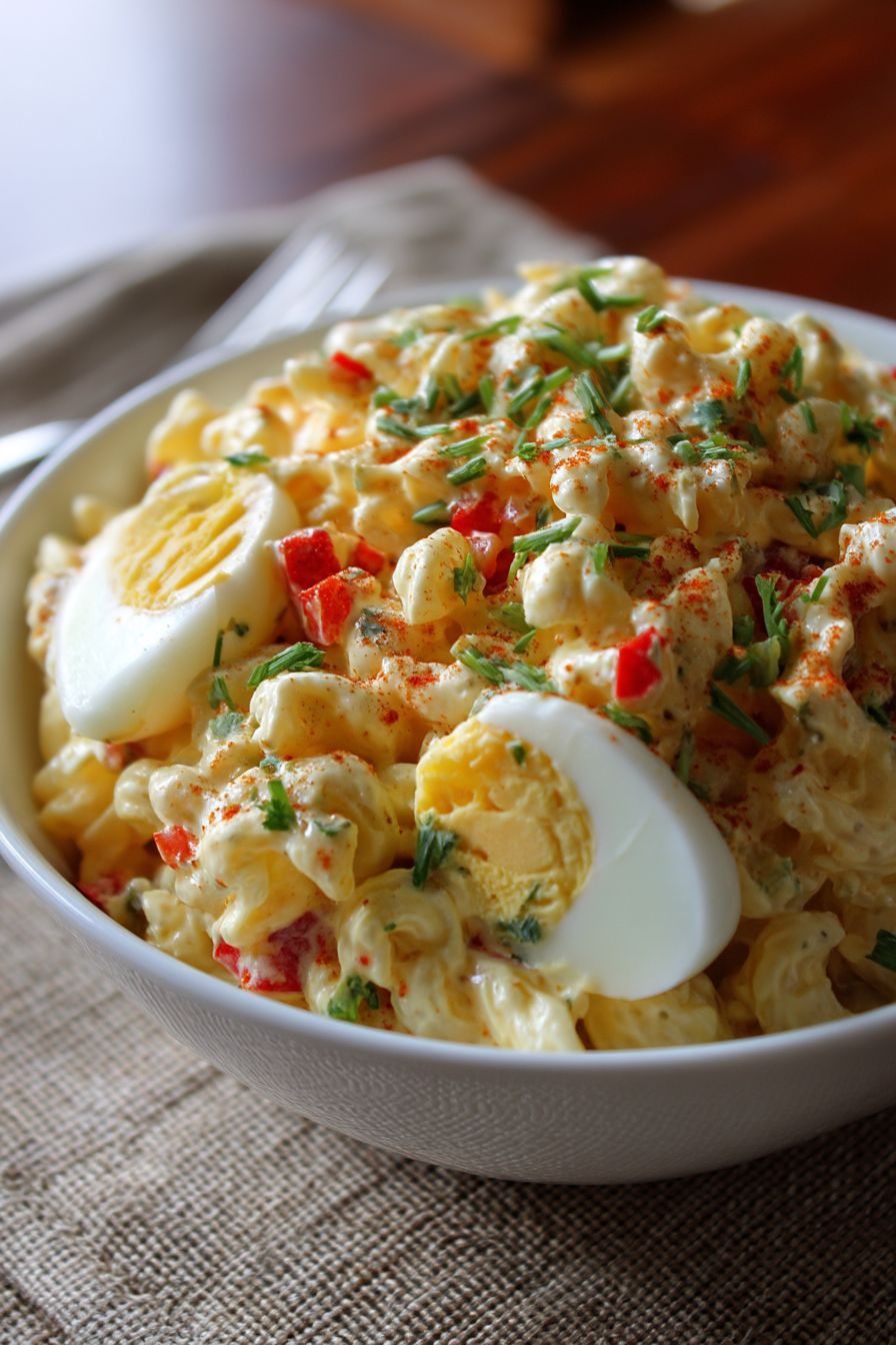 Egg Macaroni with Cheese Dressing
